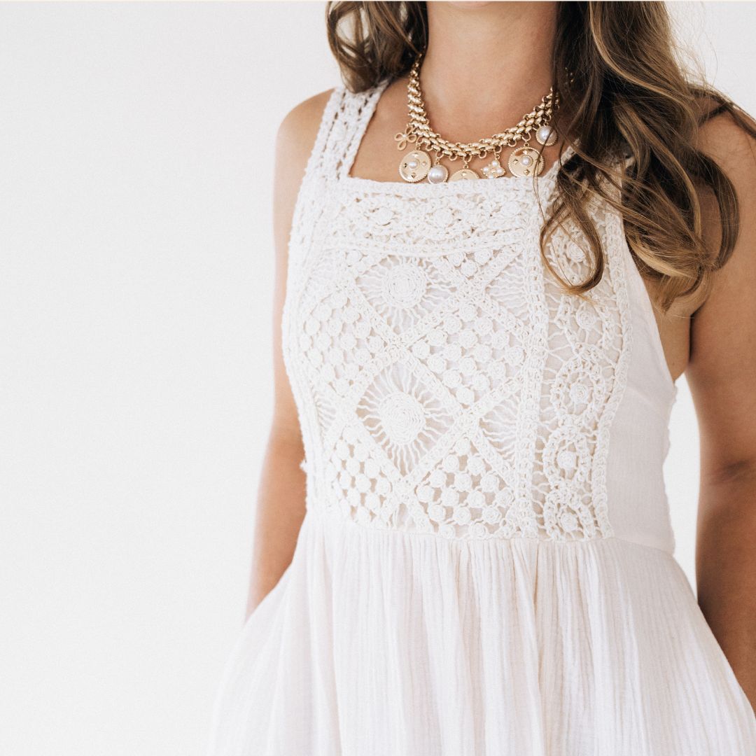 Soft White Crochet Dress - Women