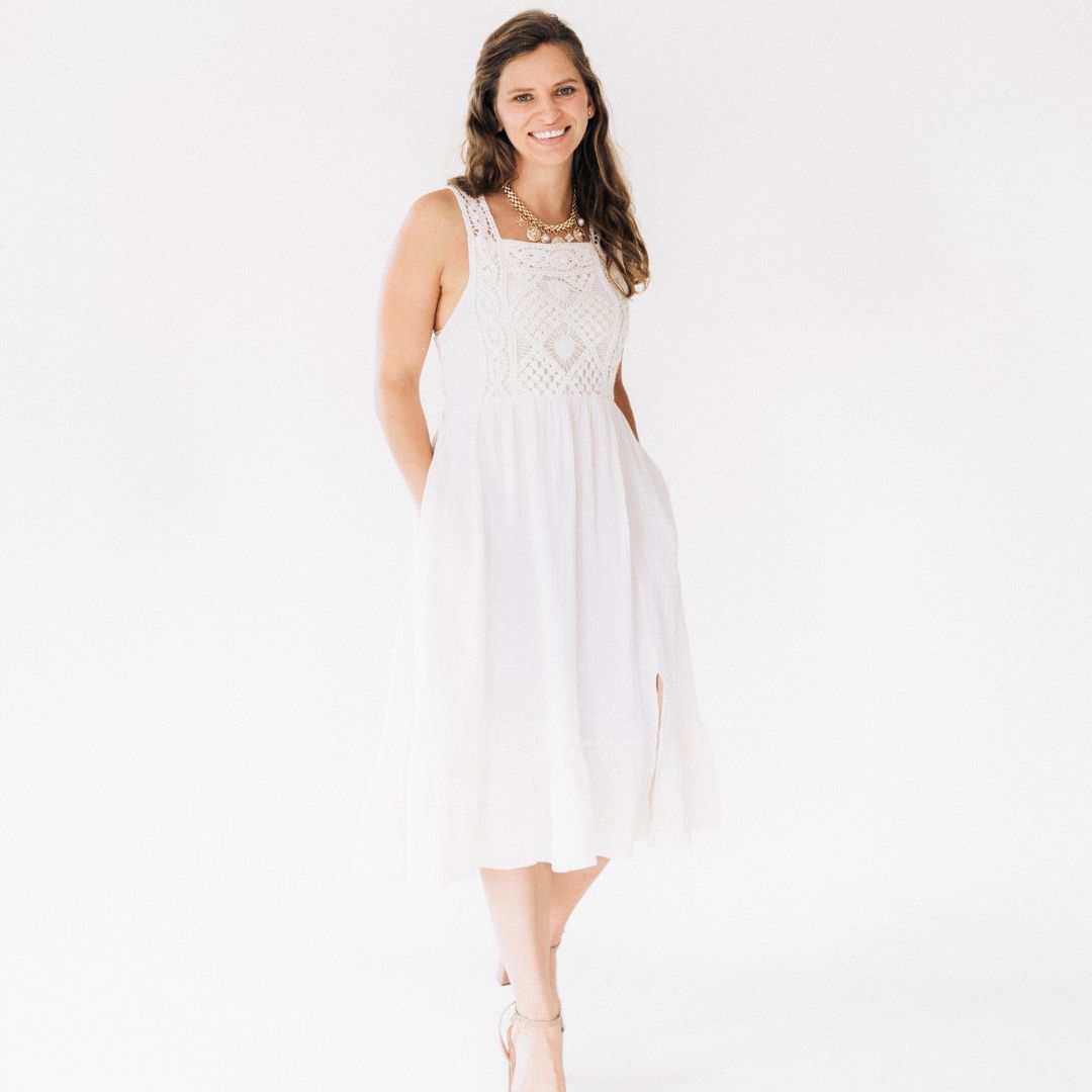 Soft White Crochet Dress - Women