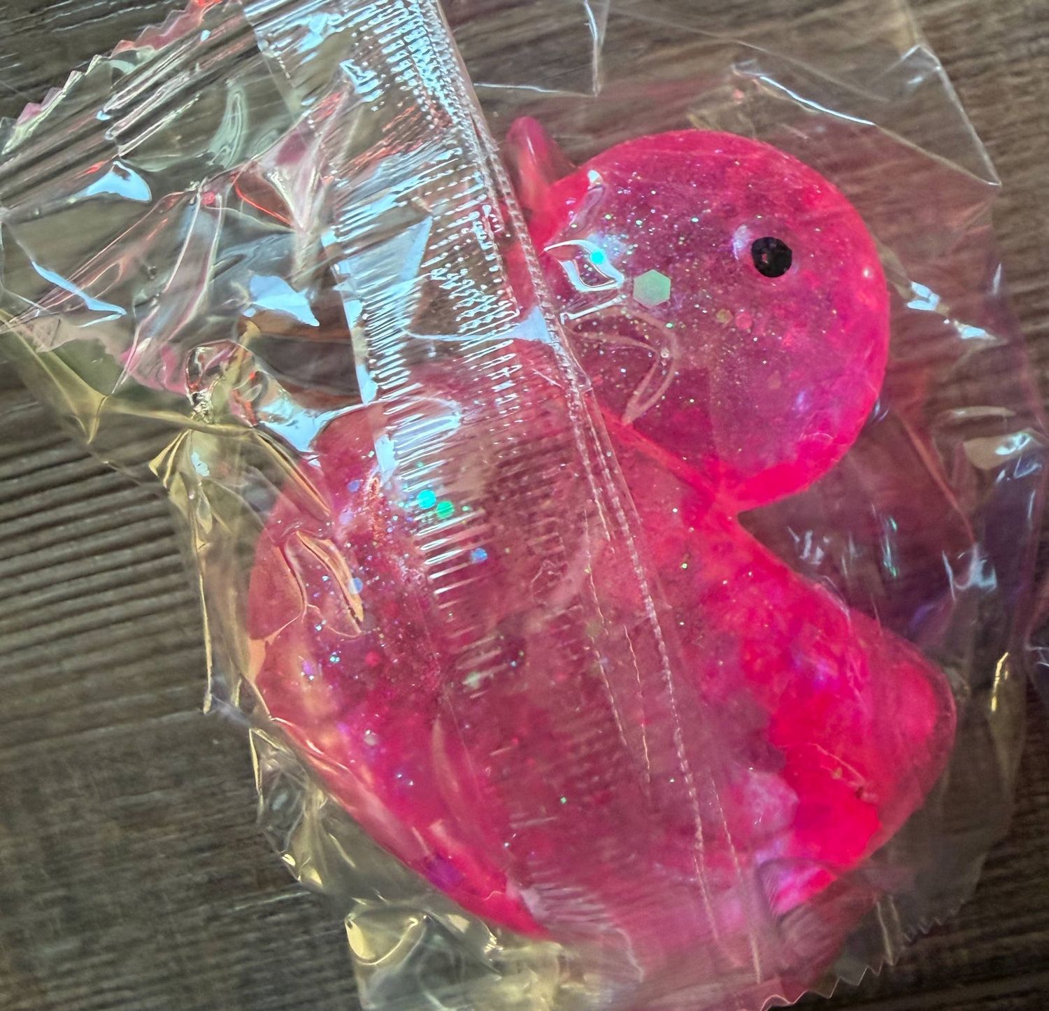 Squishy Squish Maltose Glitter Rubber Duck Stress Toy, Color: Pink