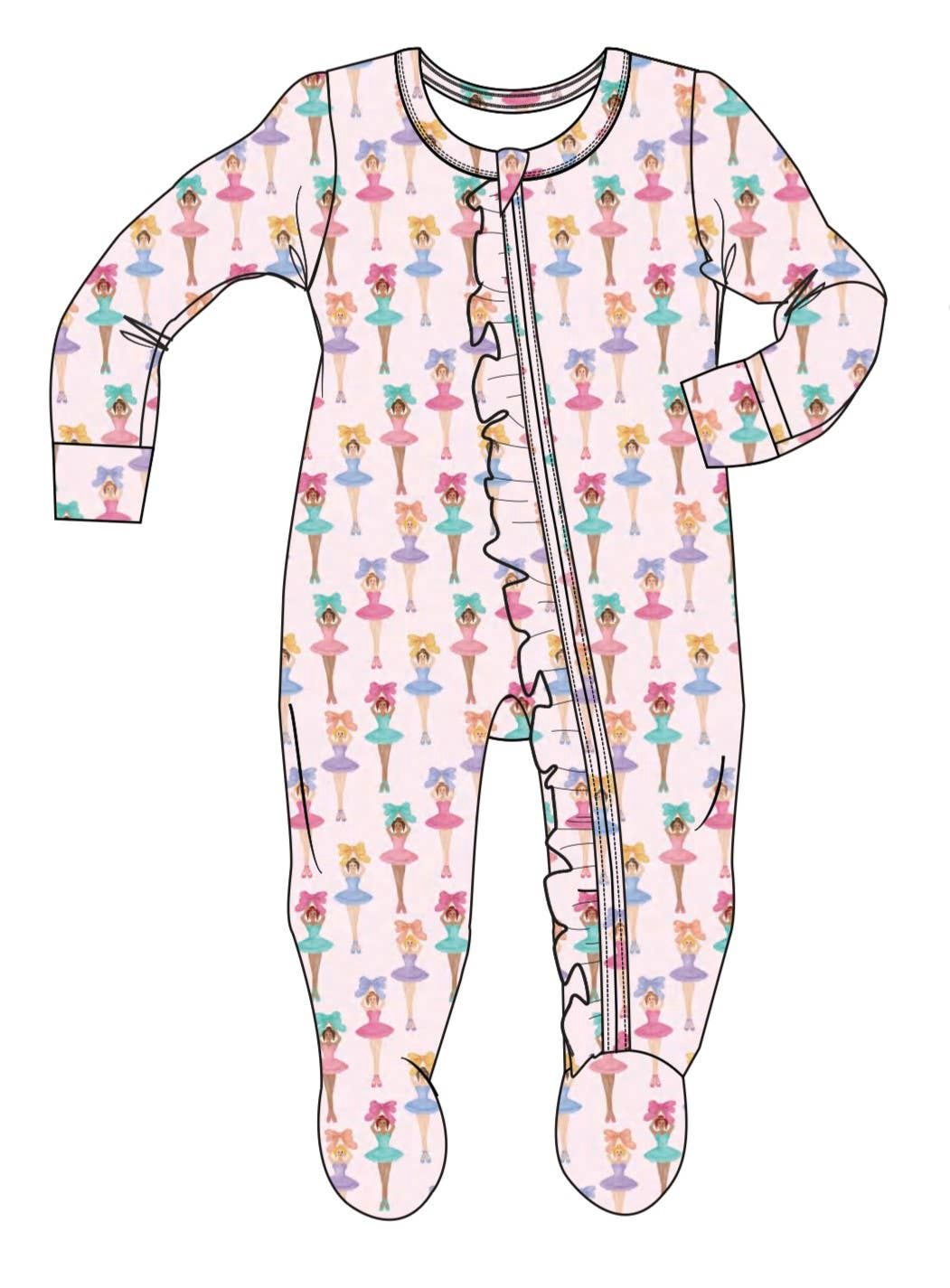 BALLERINA FOOTIE ROMPER WITH DOUBLE ZIPPER