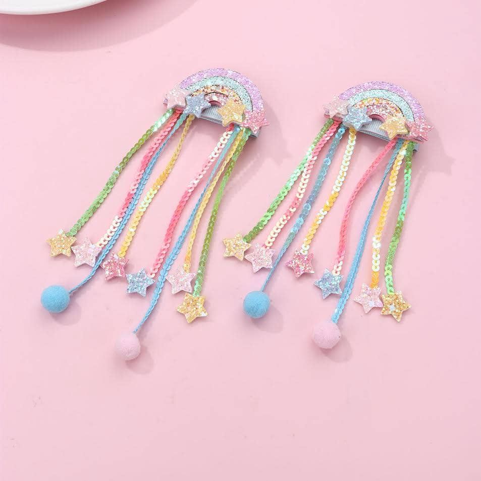 Hair Clip Set - Rainbow Ribbons