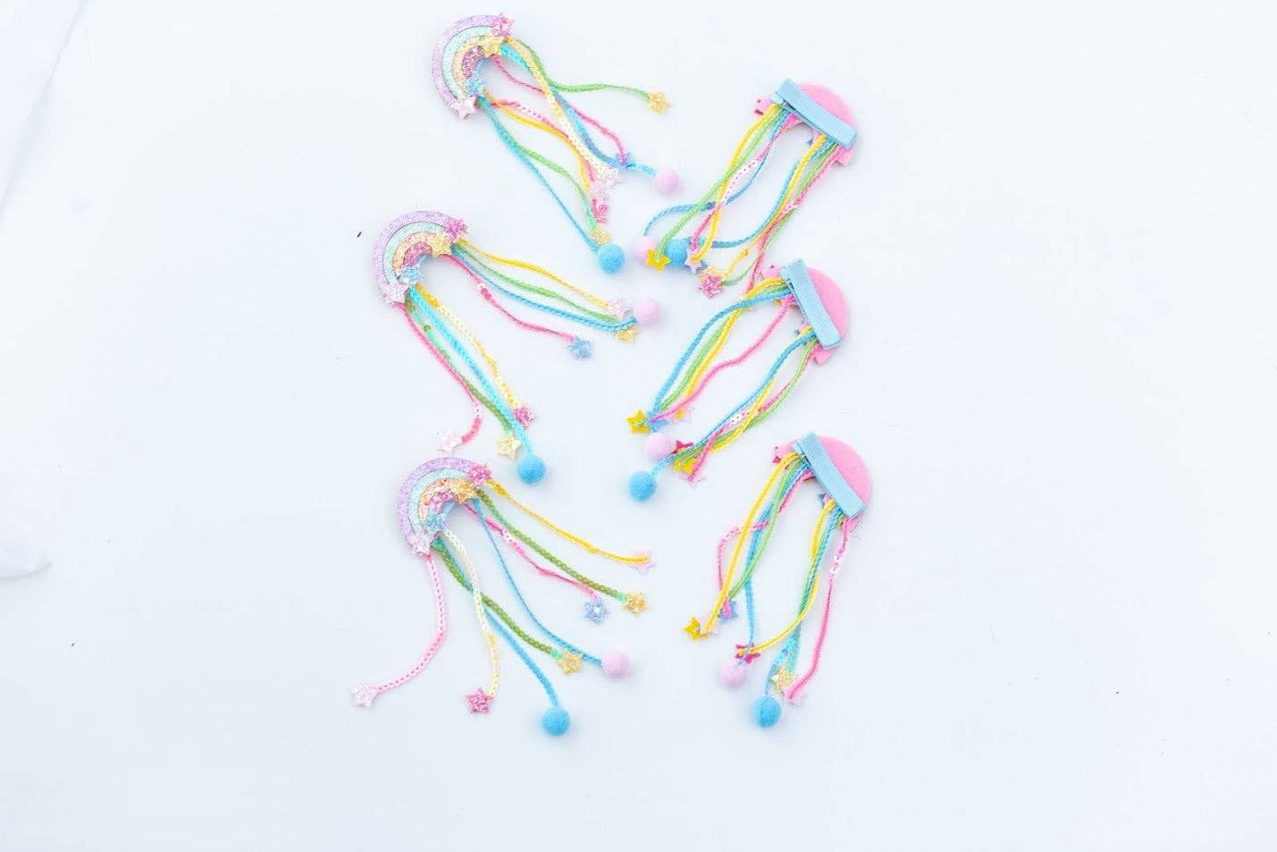 Hair Clip Set - Rainbow Ribbons