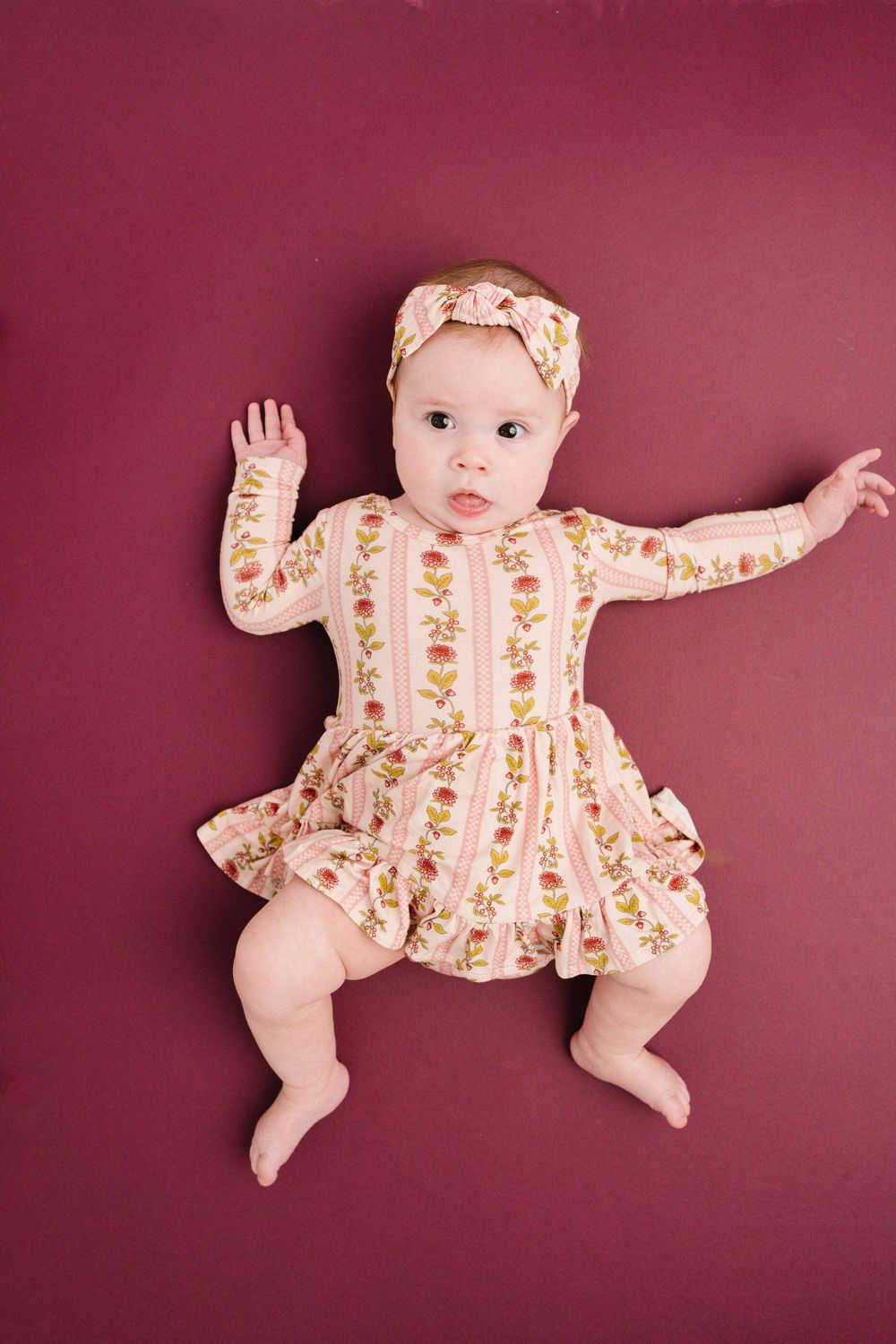 Vintage Floral Stripe Bodysuit Bamboo Dress