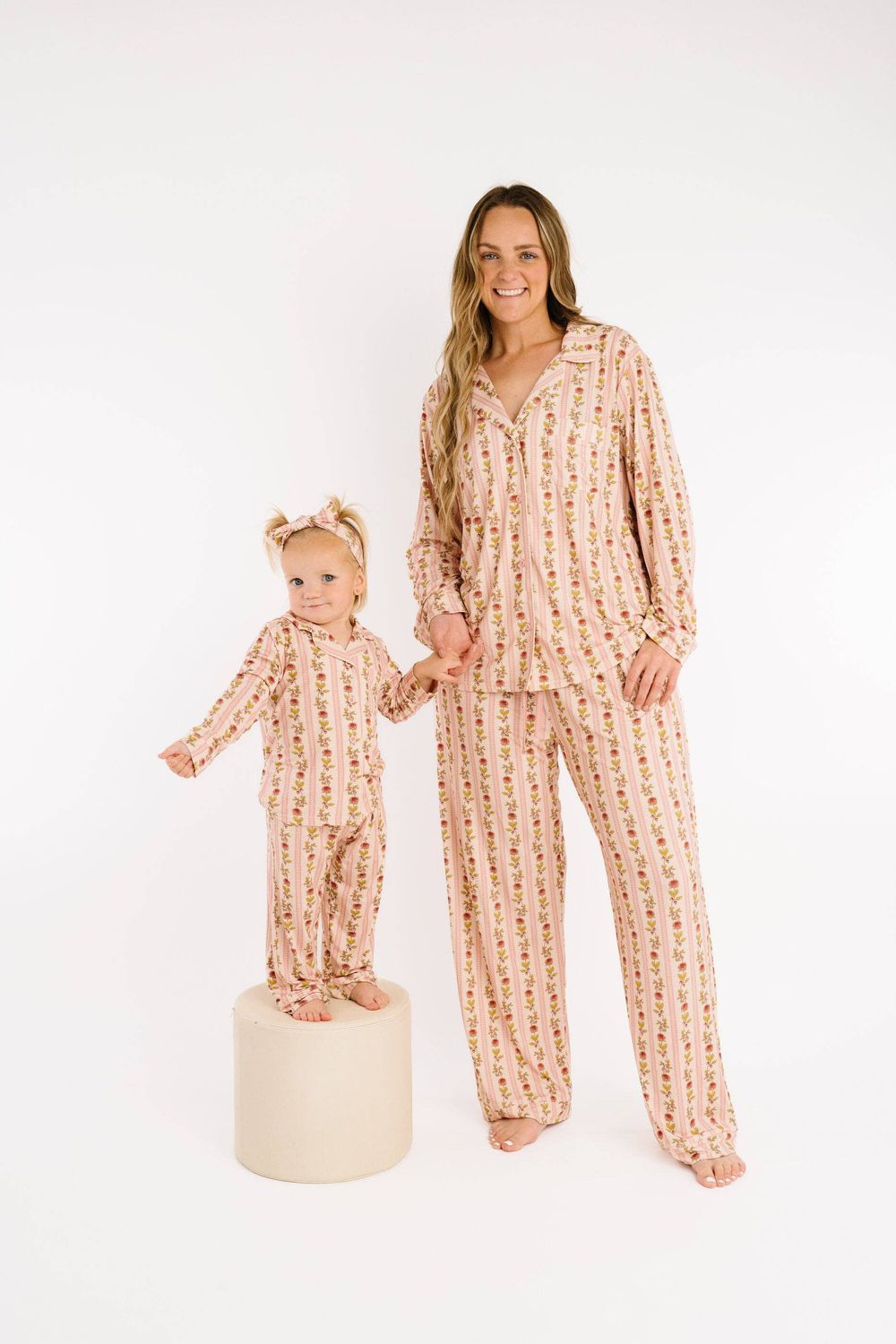 Vintage Floral Stripe Women's Bamboo Set