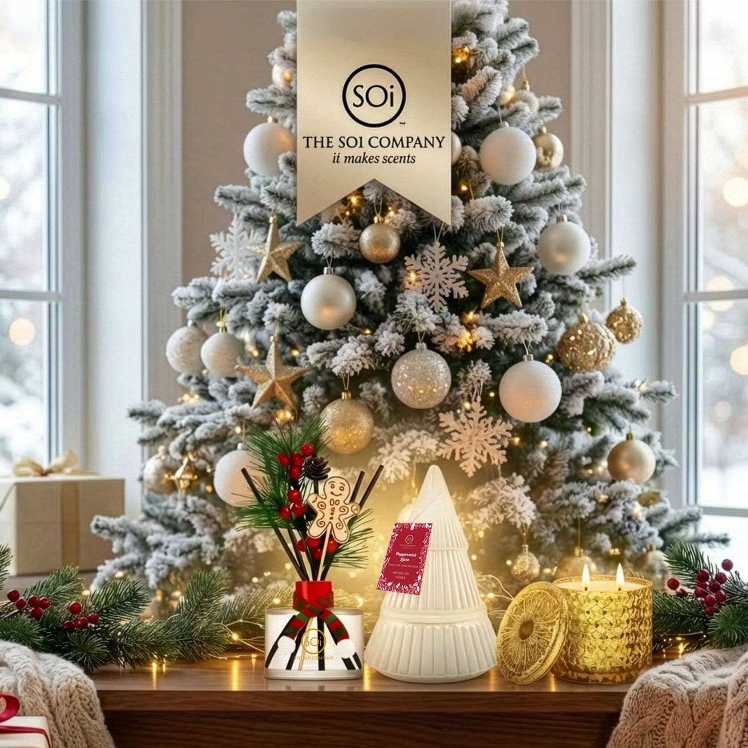 White Tree 9oz Glass Tree  Peppermint Twist