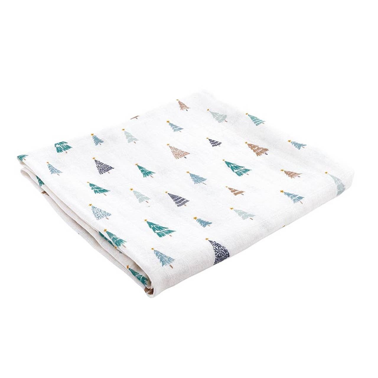Swaddles with Plush Rattle - Trees, Material: Cotton-30% Bamboo-70%, Plush, Size: 45" SQ