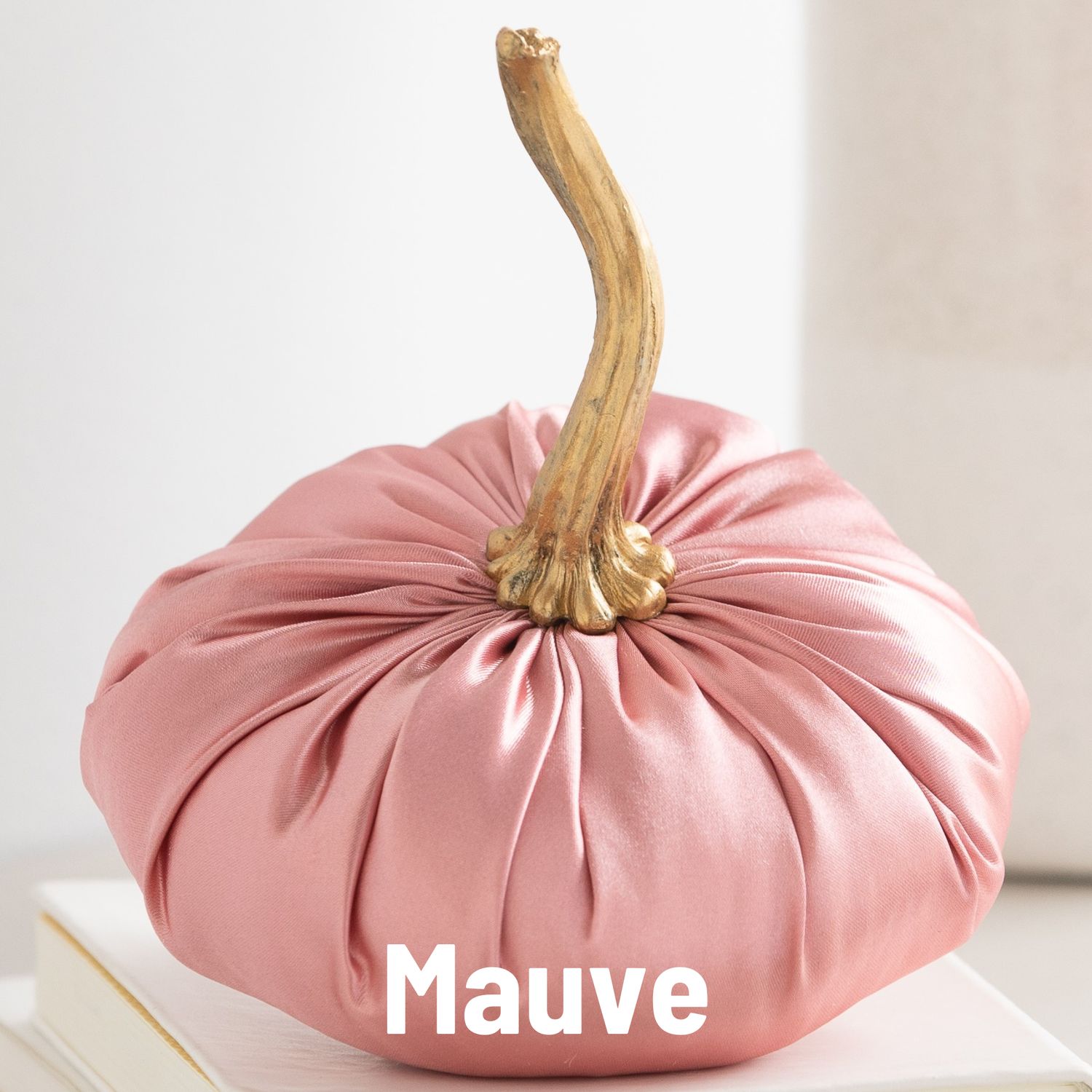 Satin Pumpkins Lush Bookshelf Decor, Wedding All season, Color: Satin Mauve