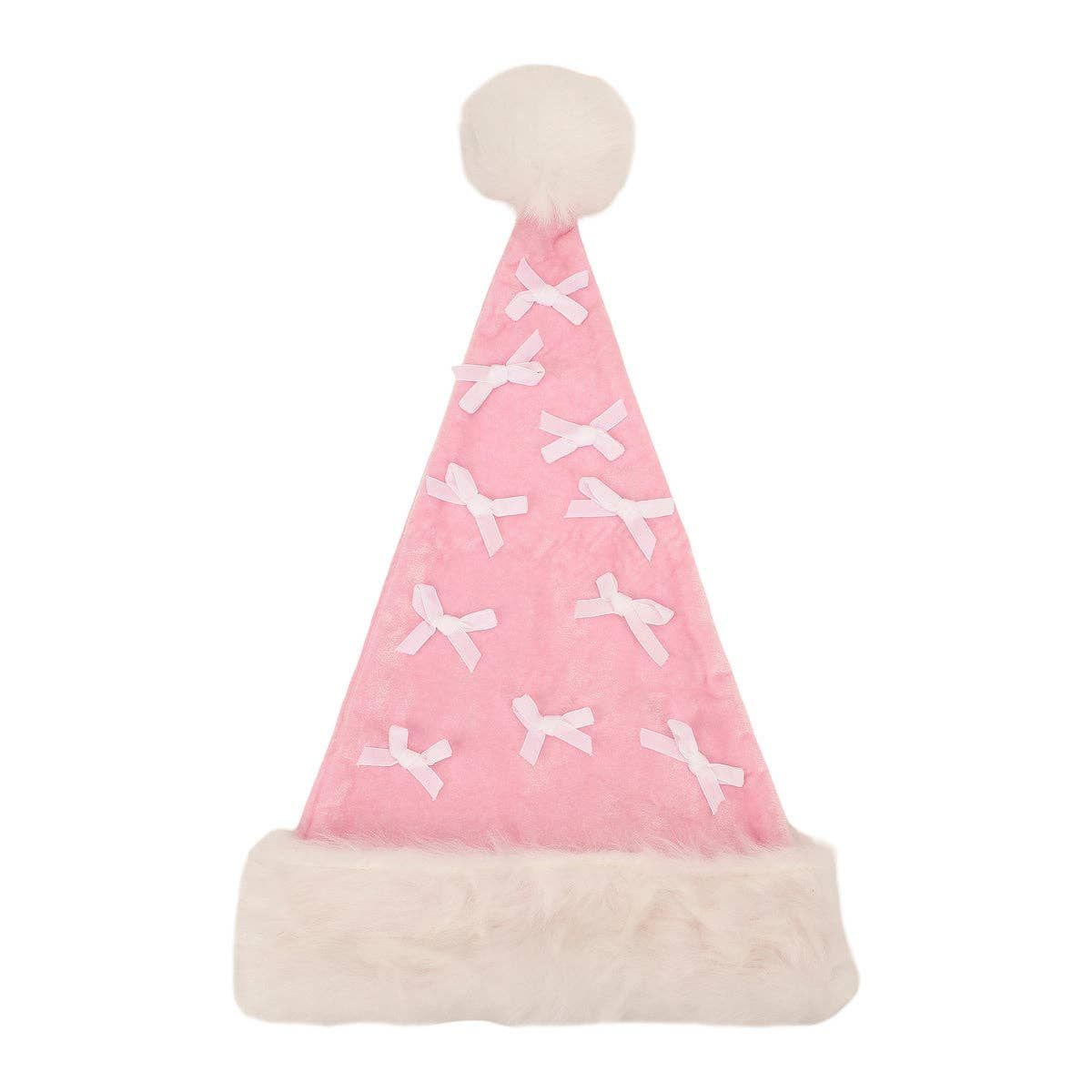 Pink Velvet &amp; Bows Santa Hat