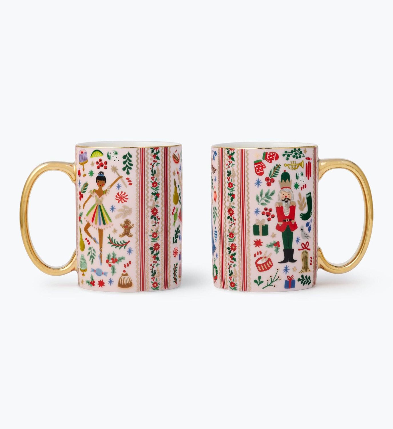 Holly Jolly Nutcracker Porcelain Mug Set of 2