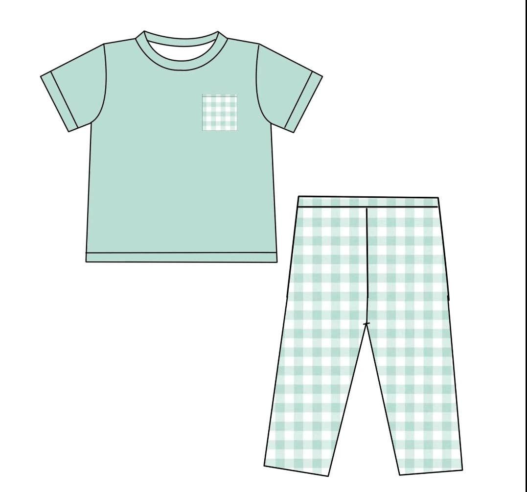 Mint Gingham Pocket Tee &amp; Pants