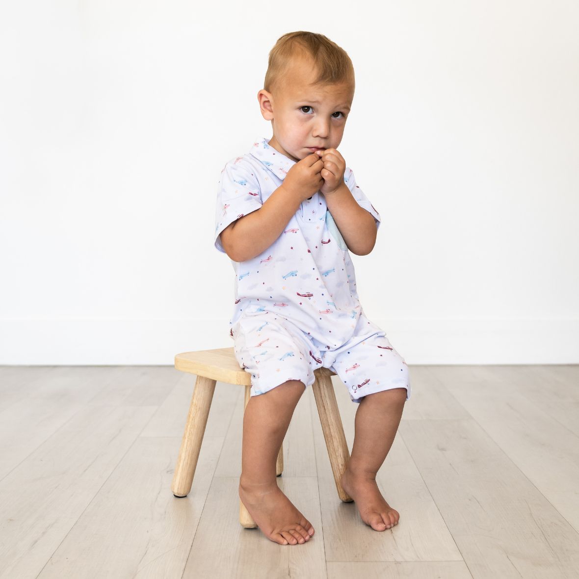 Vintage Airplanes Bamboo &amp; Cotton Boys Set, Size: 0-3M, Style: Romper