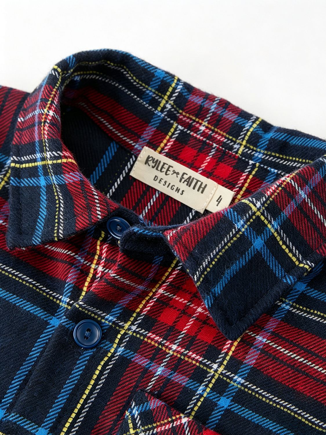 Christmas Boys Red Navy Plaid Button Down Shirt