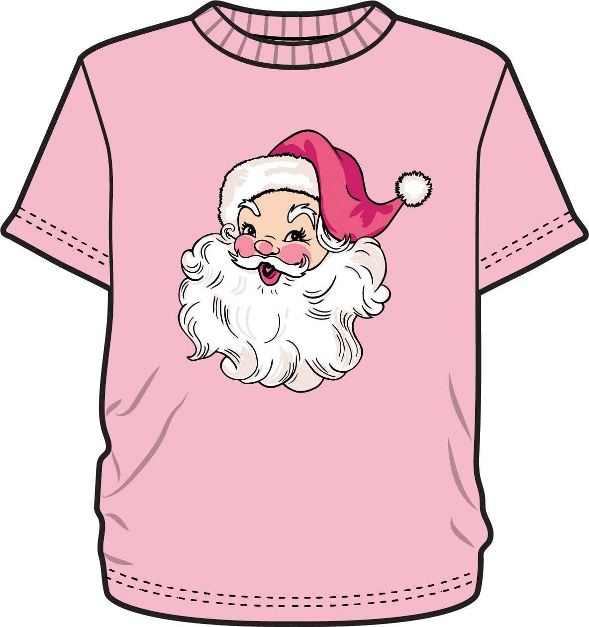 Adult Pink Santa Joy Short Sleeve Graphic Tee