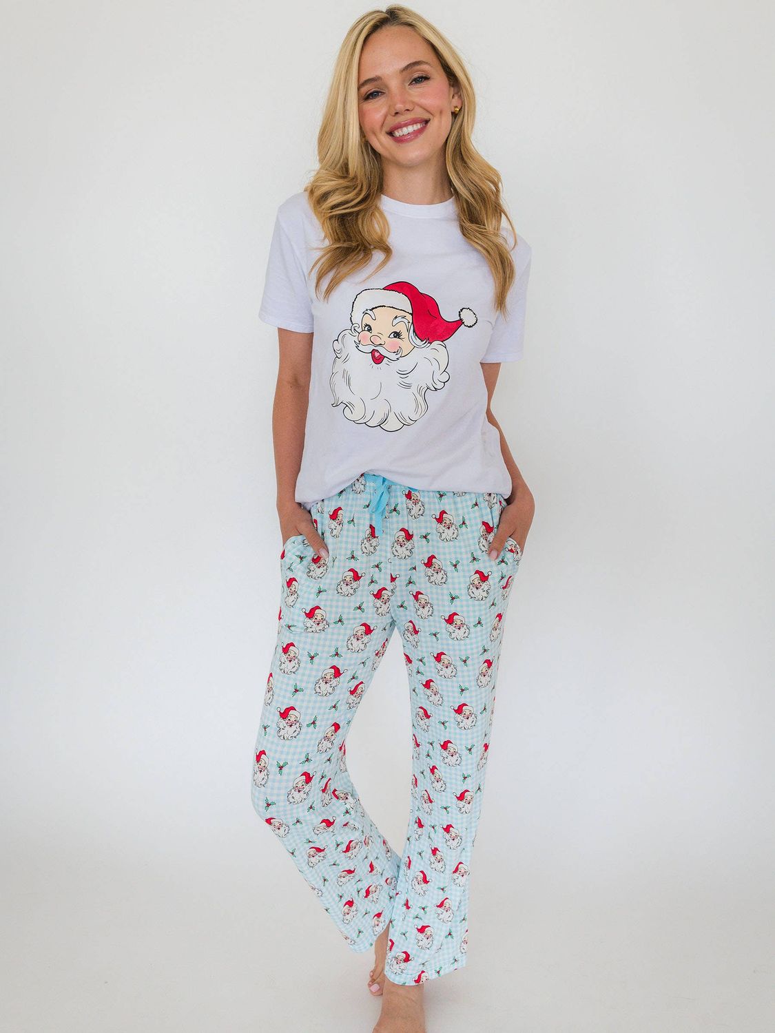 SoftSnooze™ Adult Bamboo Viscose Blue Dear Santa Pajama Pants