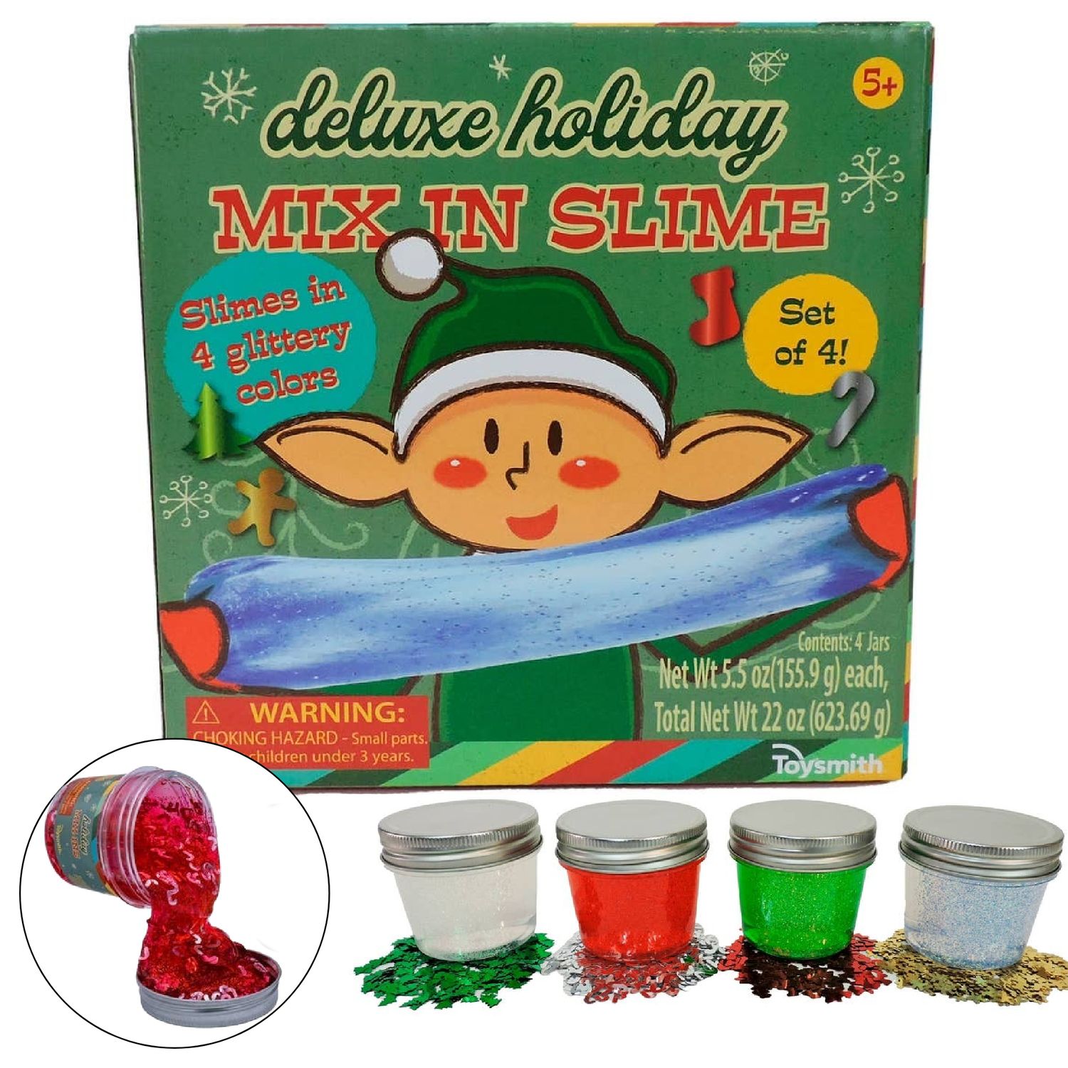 Toysmith Deluxe Holiday Mix-In Slime, Stocking Stuffer