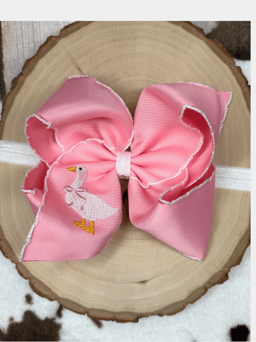 Duck Duck Goose Moonstitch Hair Bow | Clip or Headband
