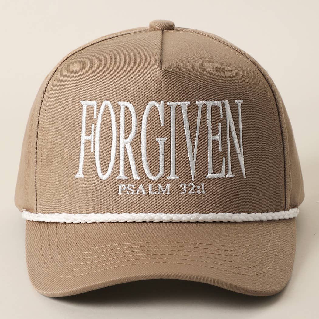 FORGIVEN PSALM 32-1 Embroidered Rope Trucker Hat, Color: BEIGE/WHT, Size: ONE SIZE
