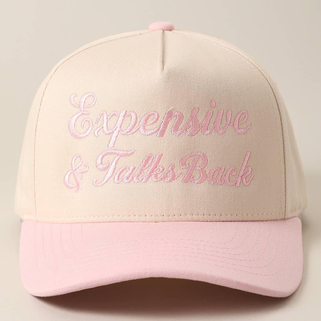 Expensive &amp; Talks Back Embroidered Two Tone Trucker Hat, Color: LT.PINK, Size: ONE SIZE