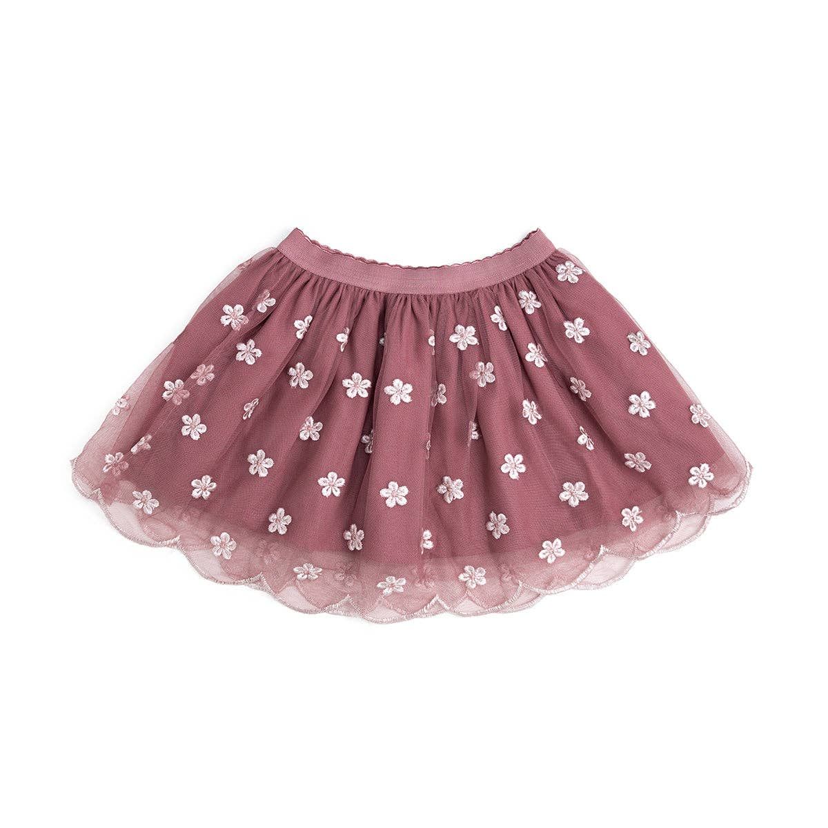 Berry Floral Embroidered Tutu Skirt - Kids Clothing - Fall