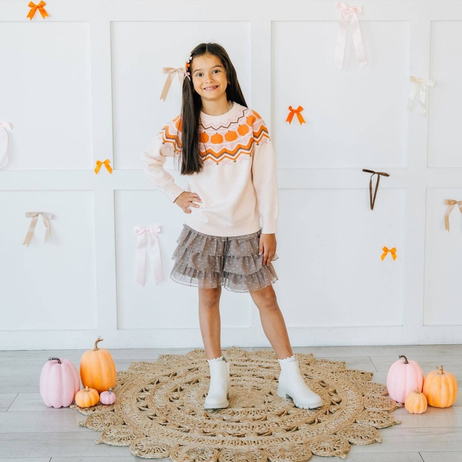 Pumpkin Fair Isle Sweater - Mommy and Me -Fall Kids Clothing