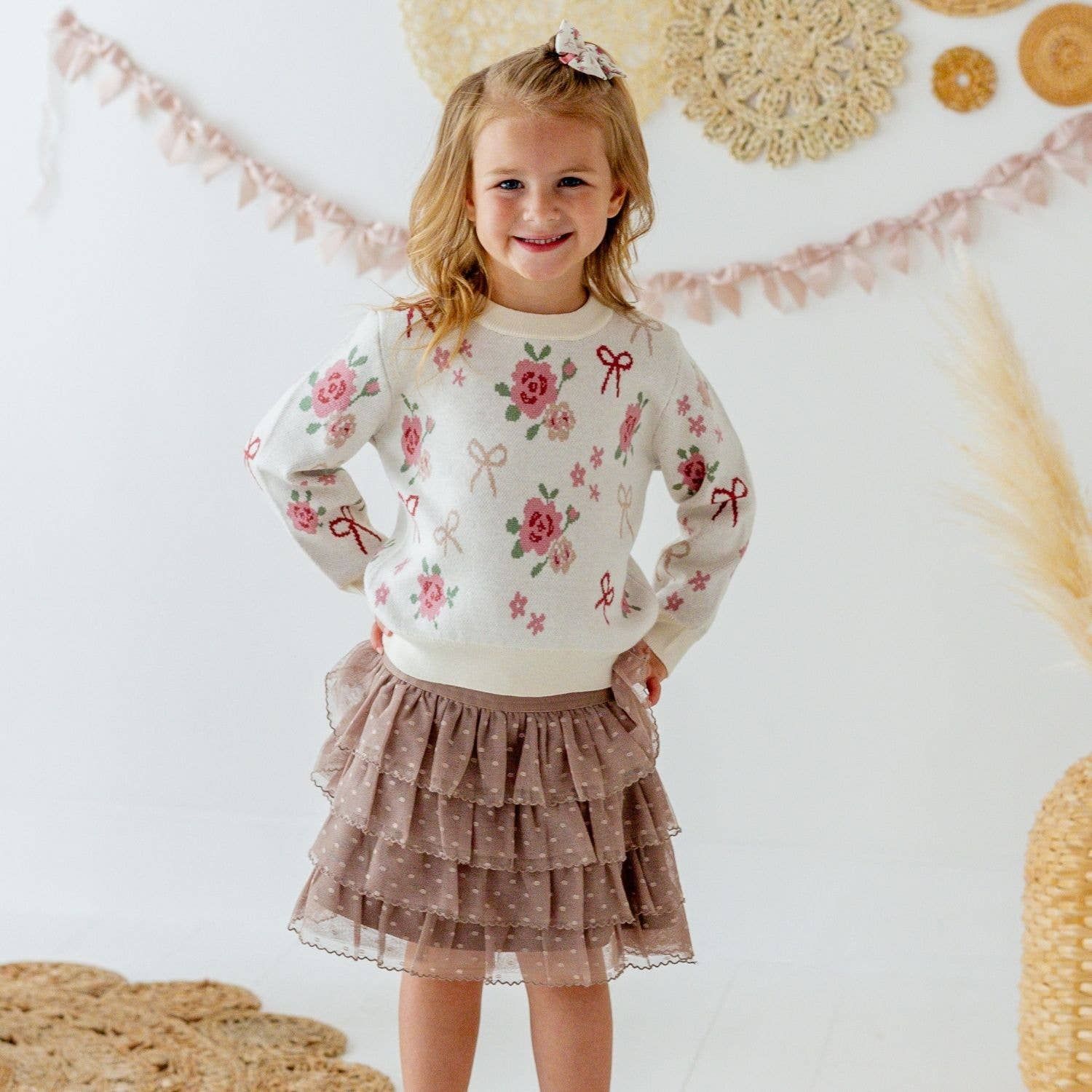 Coquette Rose Tulle Bow Clip Set - Hair Bows - Fall - Kids