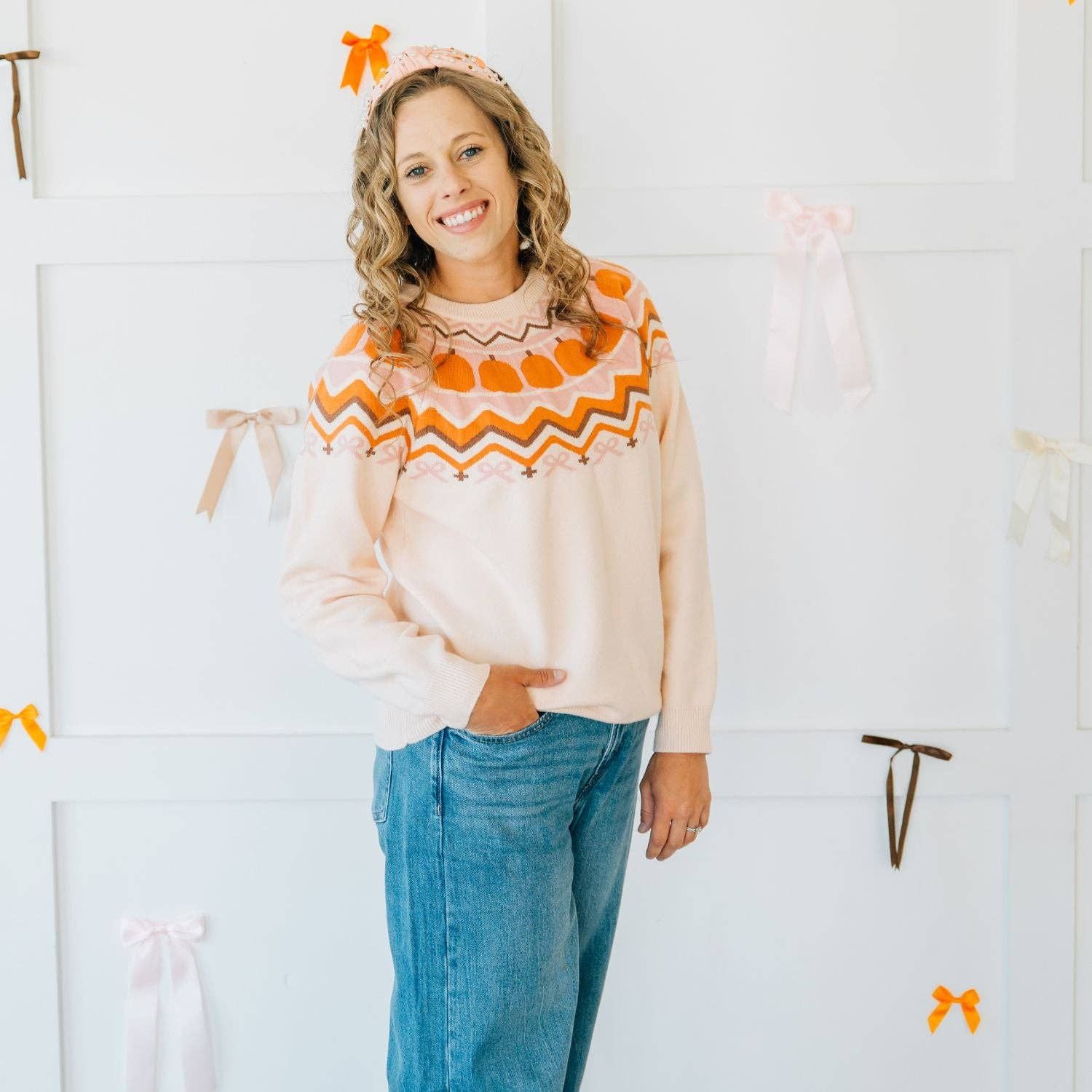 Pumpkin Fair Isle Women's Sweater  - Mommy and Me - Fall