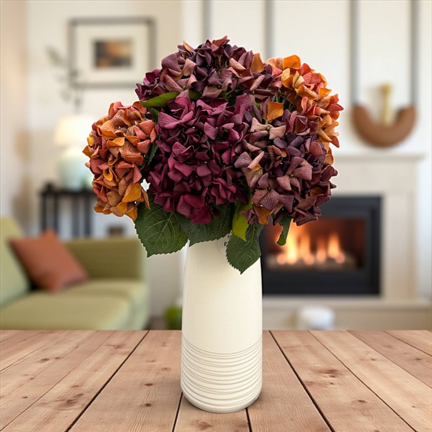24"Lux Designer-Grade Ultra-Realistic Hydrangea–(7"Bloom)