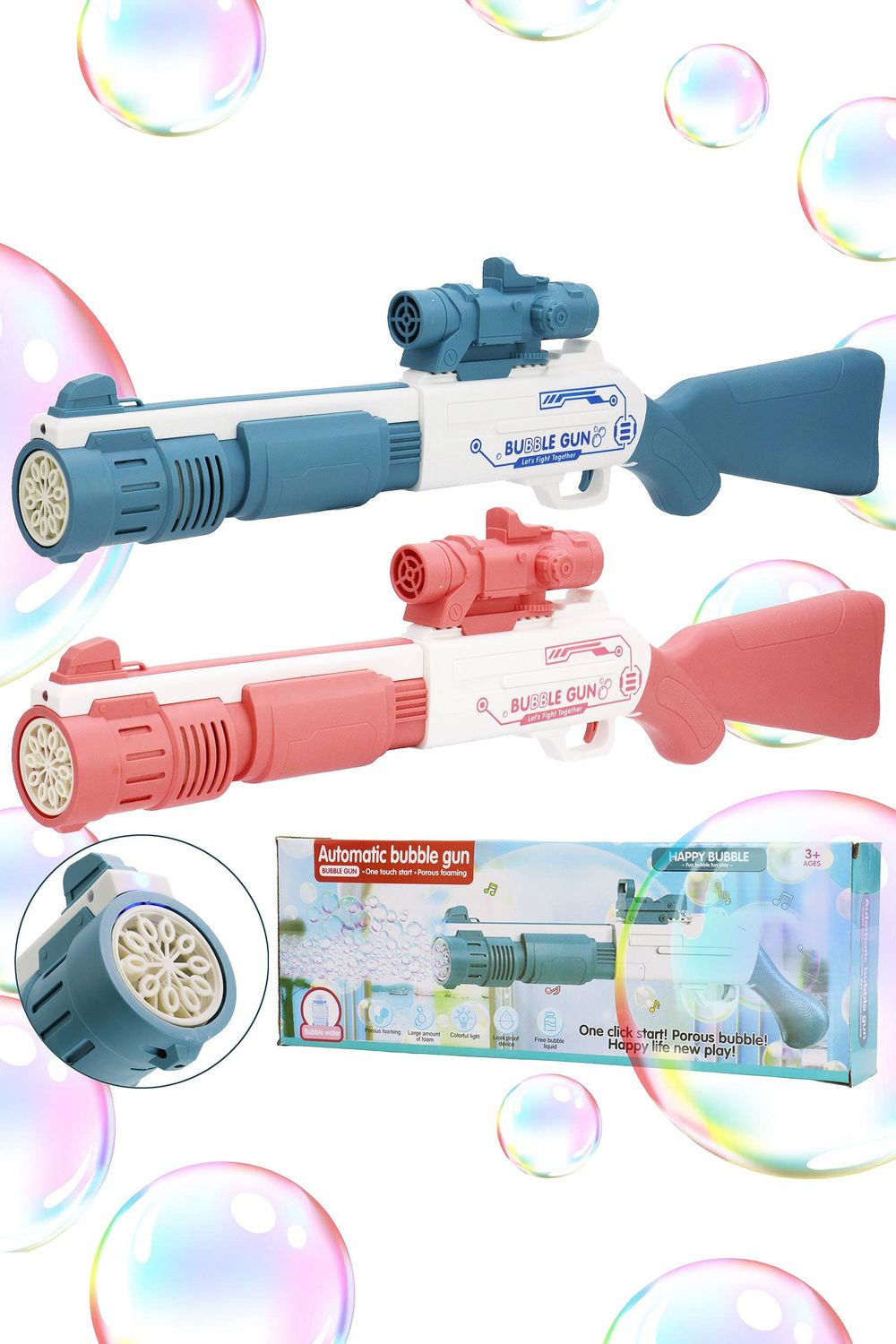 Grenade Rocket Launcher Blue Led Bubble Gun, Color: ASSORTED, Size: ONE SIZE