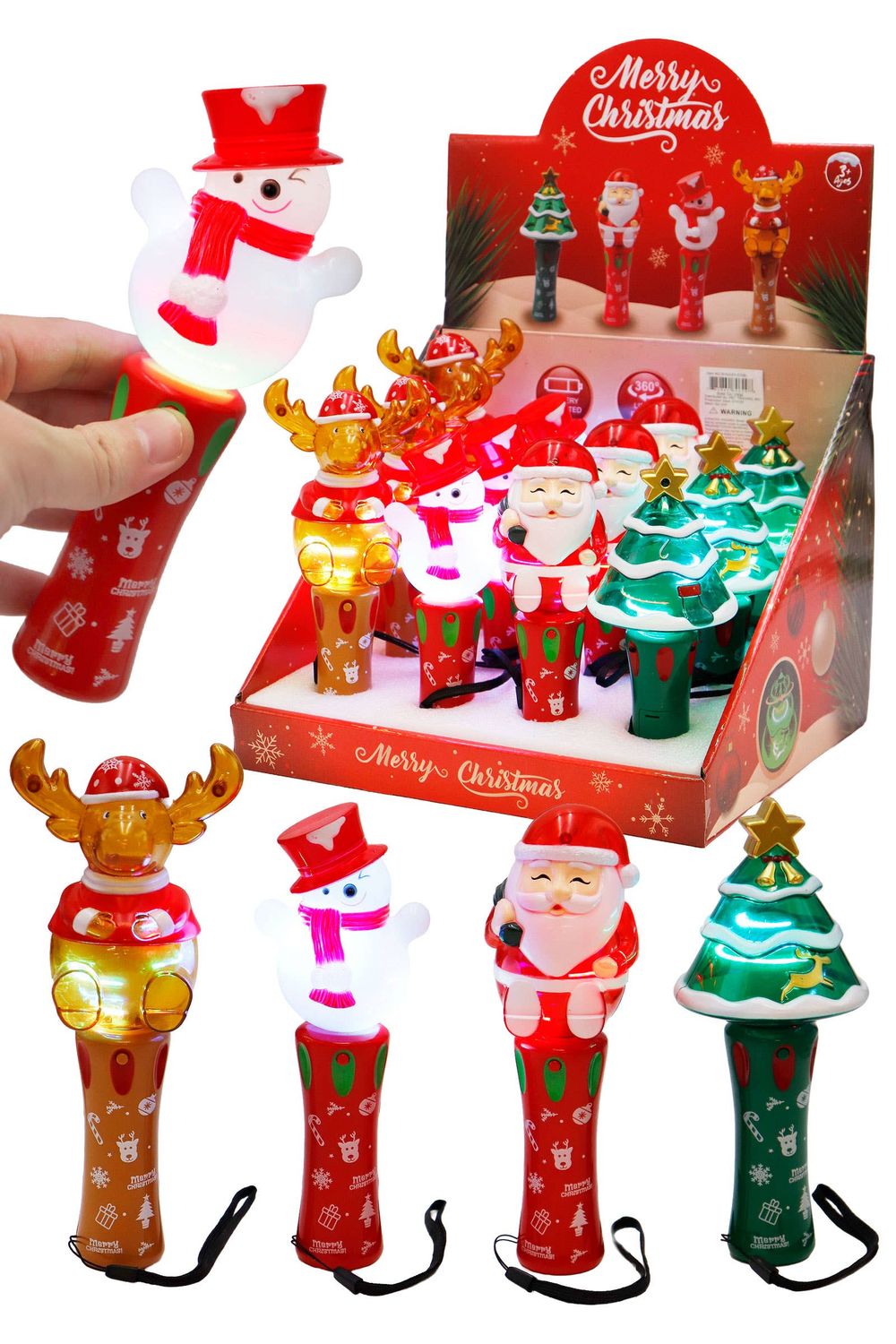 Christmas Spinning Led Light-up Glow Stick Wand, Color: ASSORTED, Size: ONE SIZE