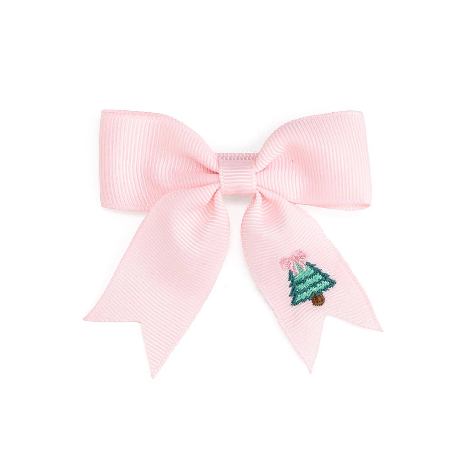 Christmas Tree Embroidered Bow Clip - Hair Accessories
