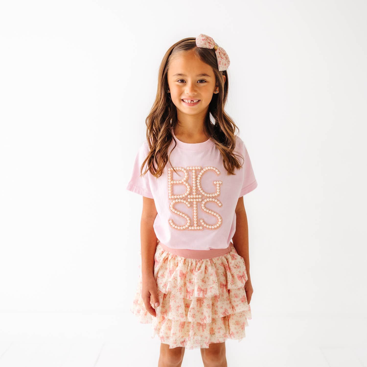 Big Sis Pearl Patch Short Sleeve T-Shirt - Family Fun