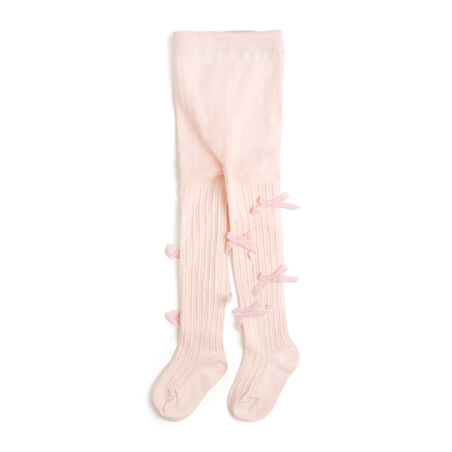 Blush Velvet Bow Tights - Holiday Accessories, Size: 1-2Y