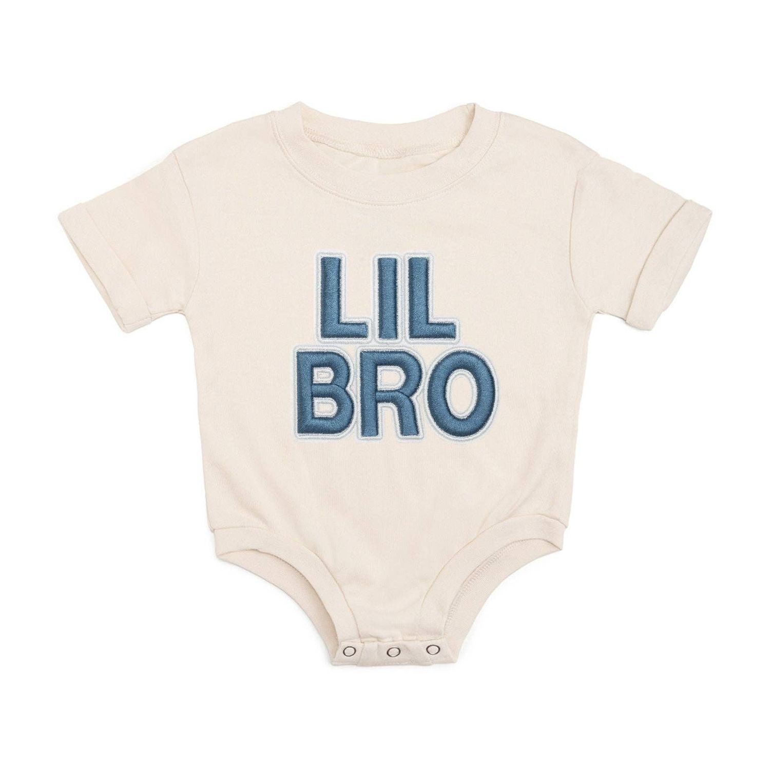 Lil Bro Embroidered Patch Short Sleeve Romper - Family Fun