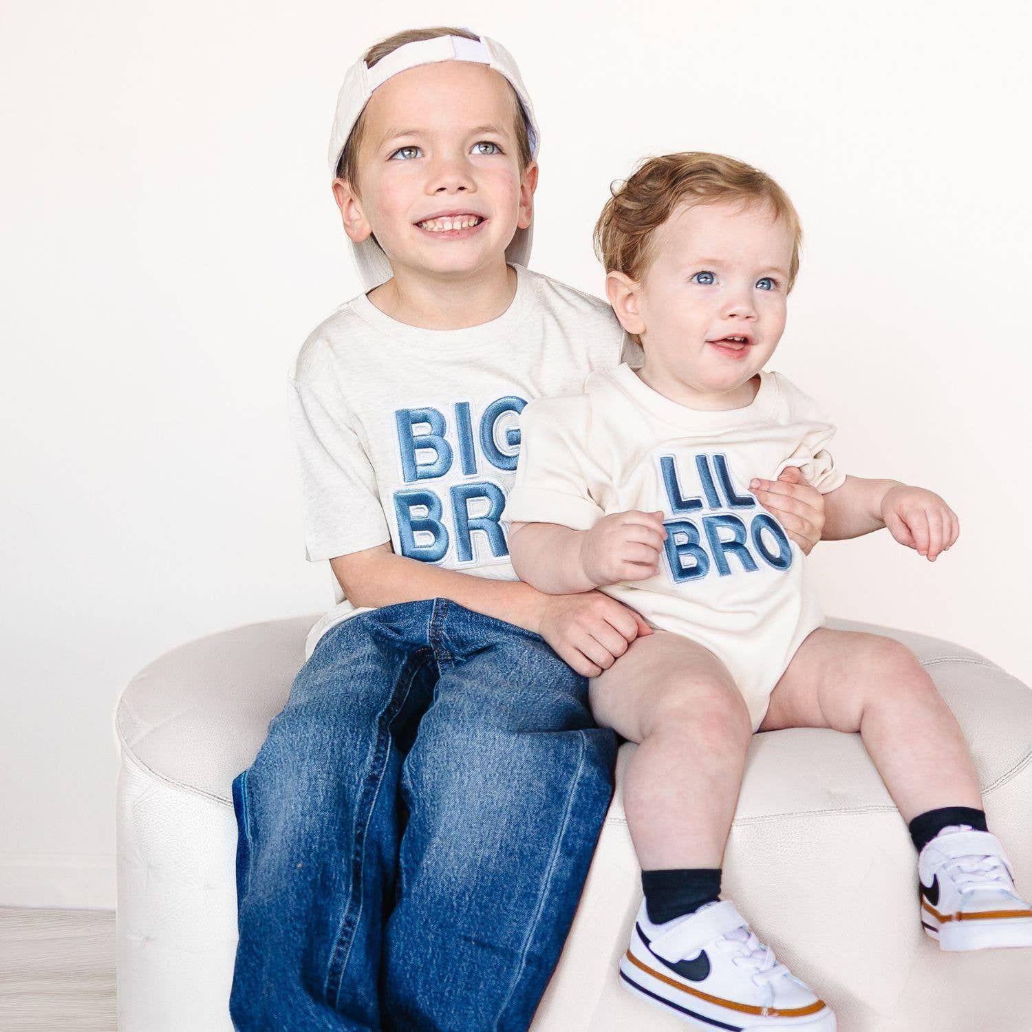 Lil Bro Embroidered Patch Short Sleeve Romper - Family Fun
