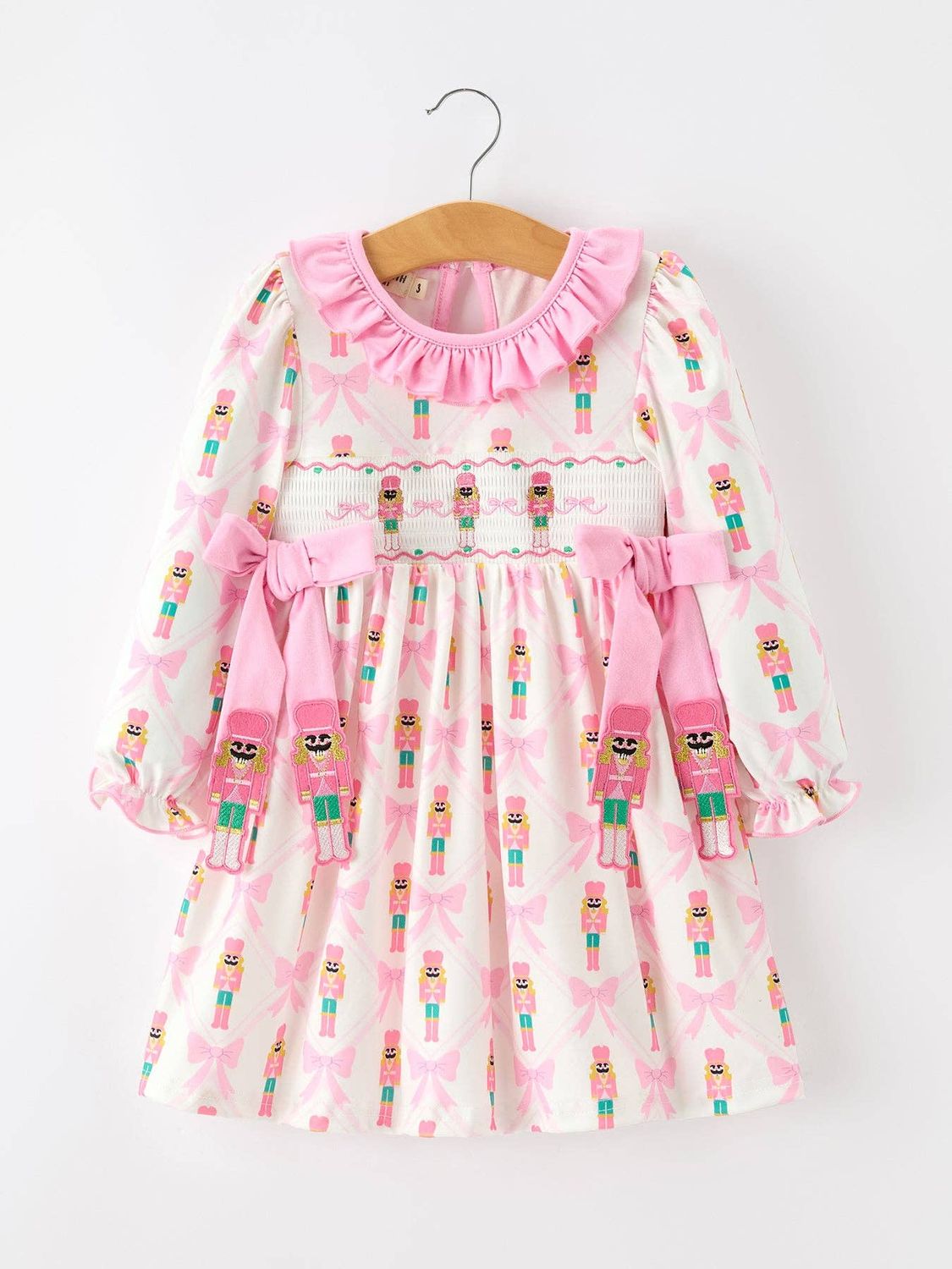 Girls Christmas Smocked Embroidery Dress