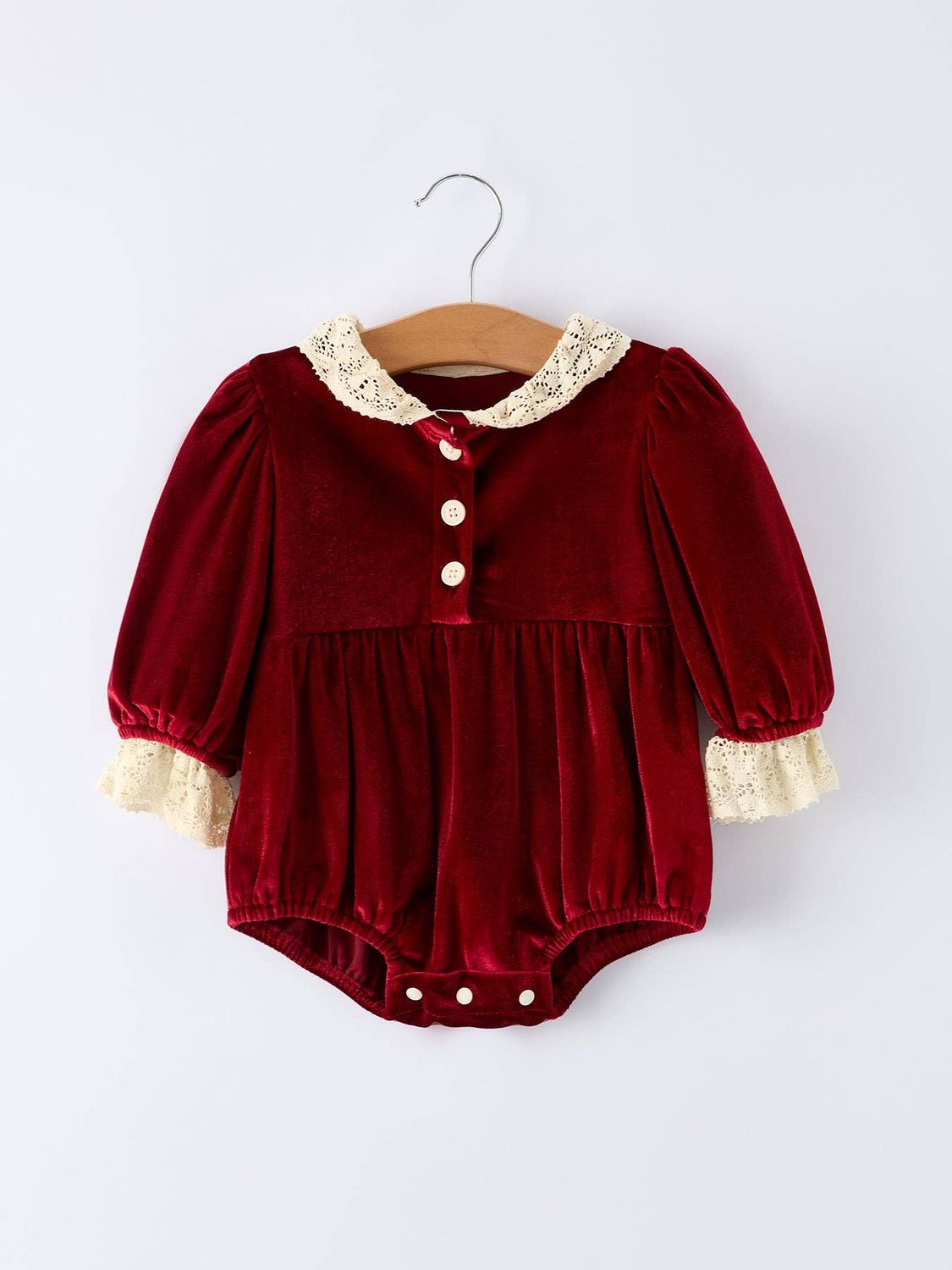 Christmas Long Sleeve Lace Girls' Romper