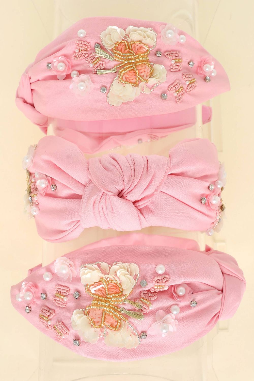Butterfly Beaded Jeweled Top Knotted Headband