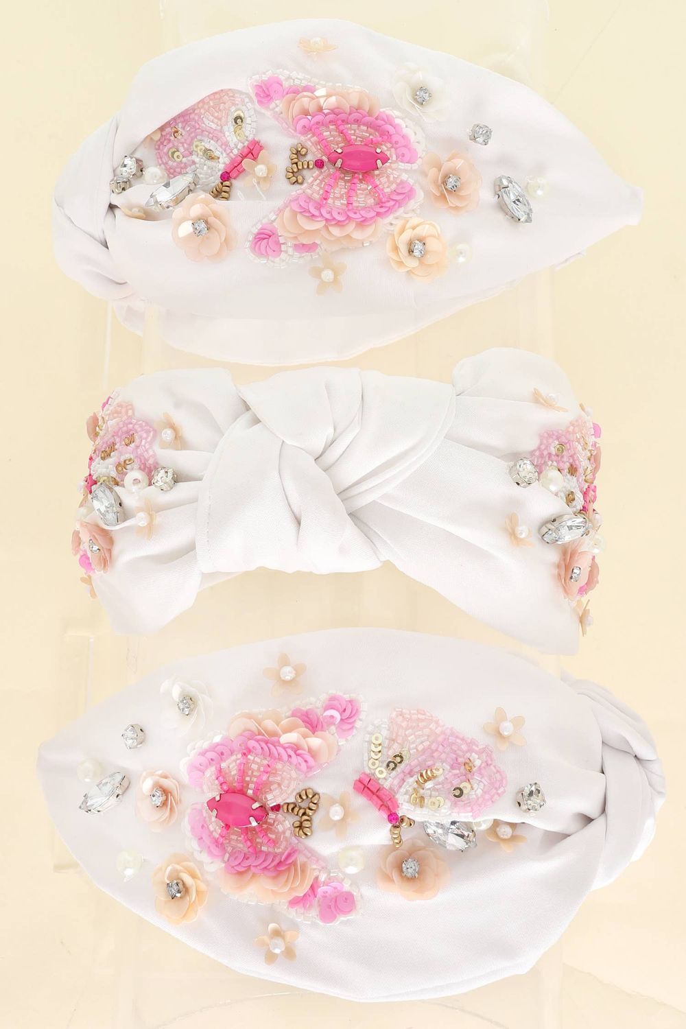Butterfly Beaded Jeweled Top Knotted Headband(1)