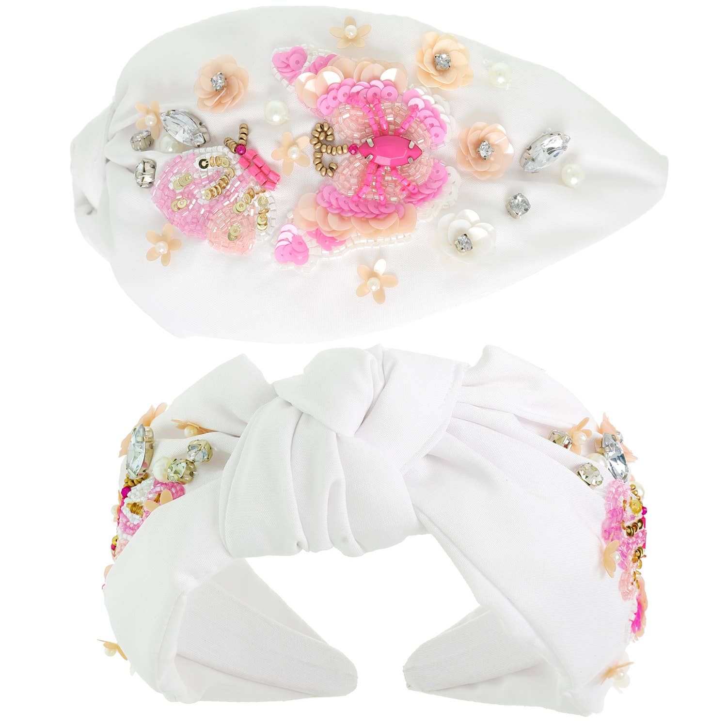 Butterfly Beaded Jeweled Top Knotted Headband(1)