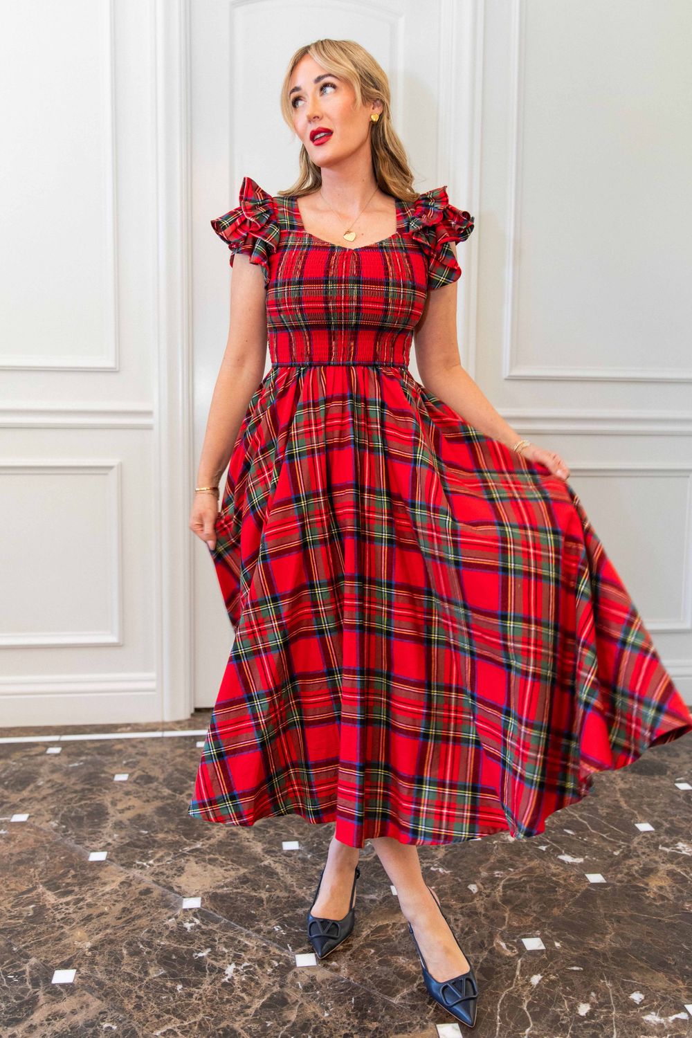 Pre Order Hattie Dress in Holiday Plaid