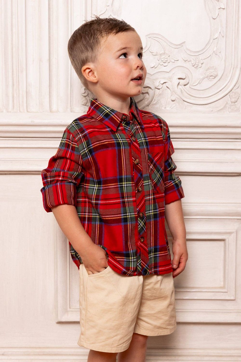 Boys John Shirt in Holiday Plaid