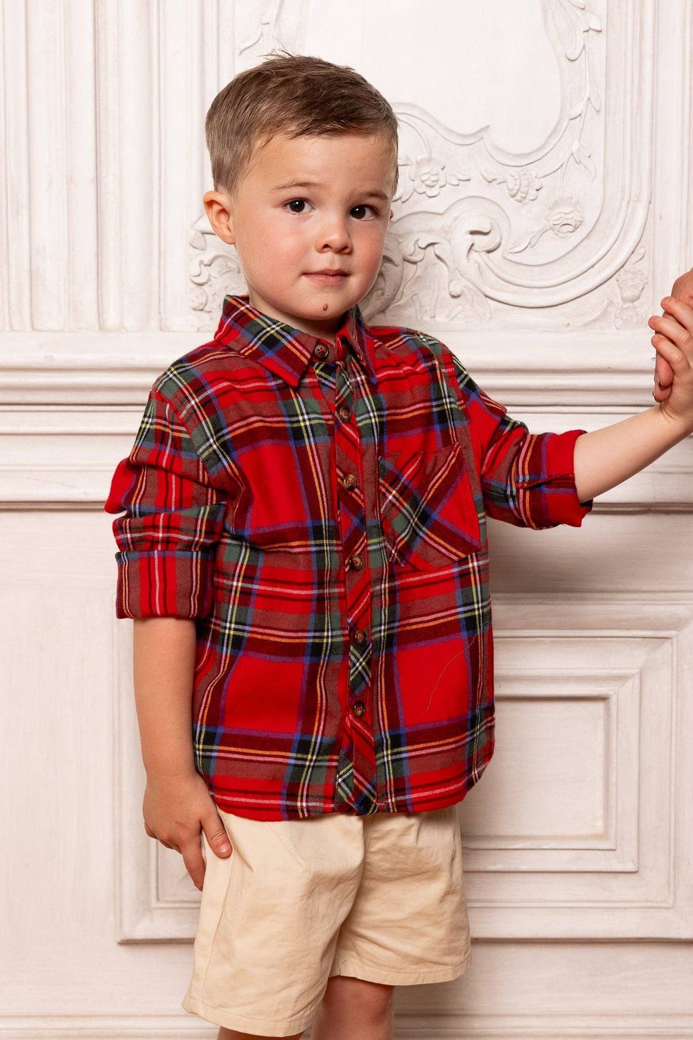 Boys John Shirt in Holiday Plaid, Size: 4/5