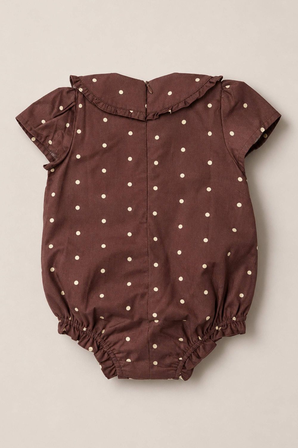 Baby Kit Romper in Warm Cocoa Dainty Dot