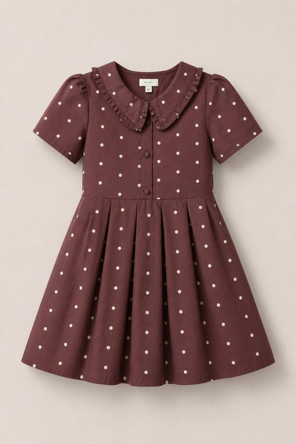 Mini Kit Dress in Warm Cocoa Dainty Dot