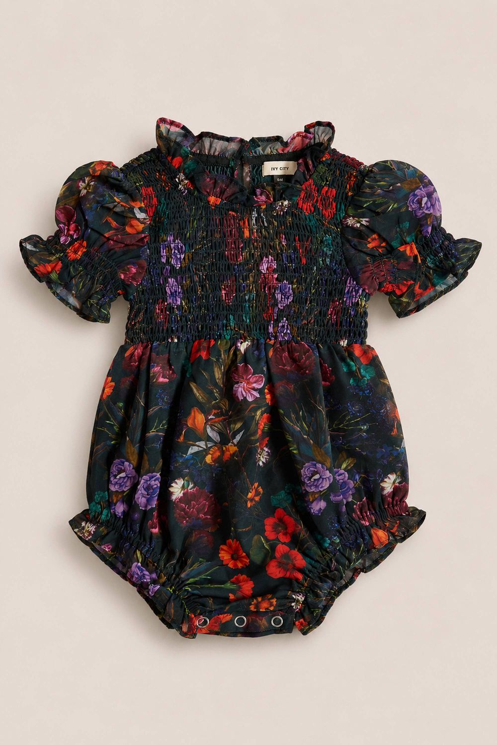 Baby Cordelia Romper in Evergreen Vivid Meadow(1)