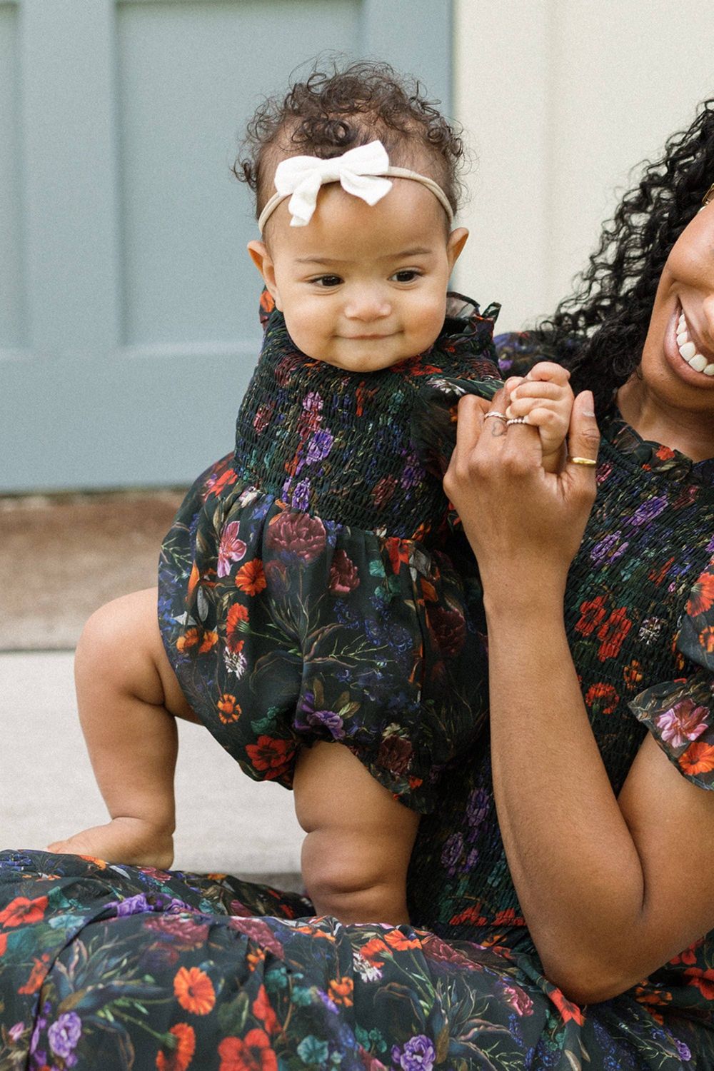 Baby Cordelia Romper in Evergreen Vivid Meadow