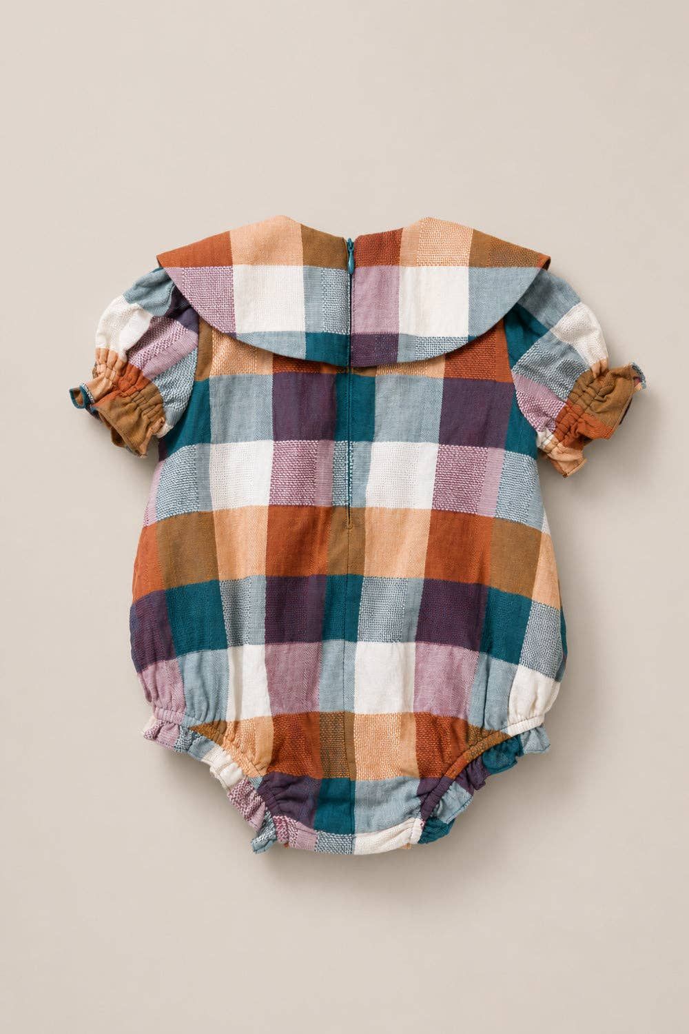 Baby Alice Romper in Maize Gingham