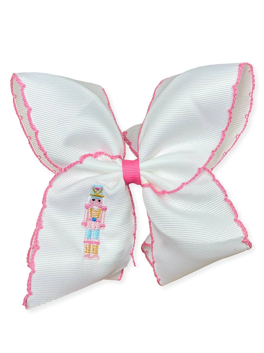 Pink Nutcracker Embroidered Moonstitch Hair Bow | Clip, Style: Clip