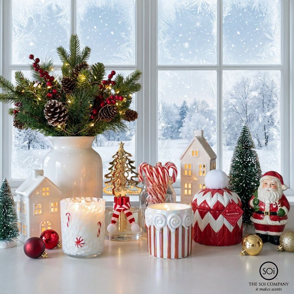 Peppermint &amp; Candycane  12oz  Icon Candle