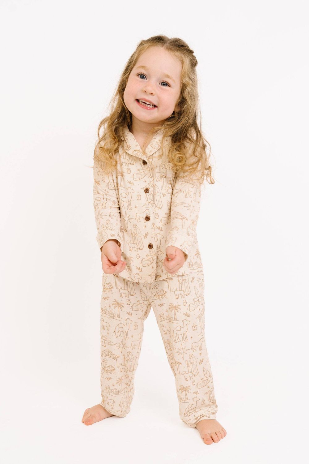 Nativity Kid Long Sleeve Bamboo Button Up Set